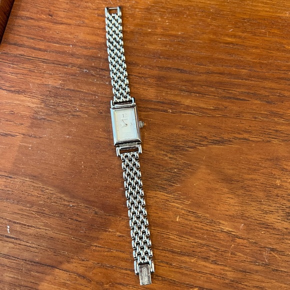 Coach Brand silver Rectangular face Watch with thin Chain Bracelet - Picture 2 of 9
